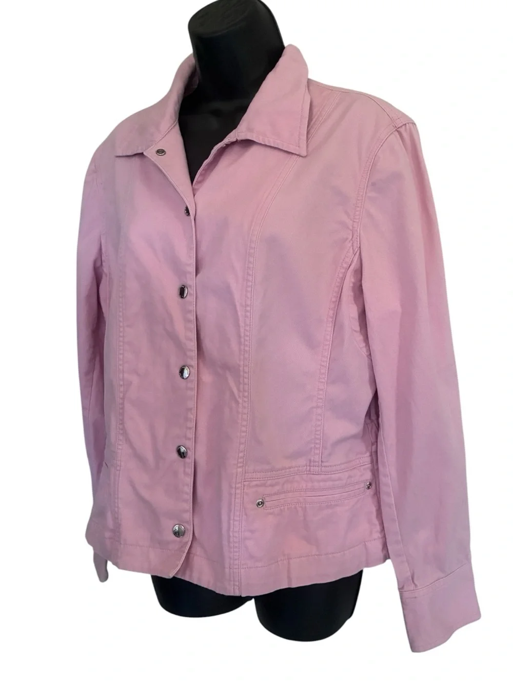 Vintage Y2K 90s Preppy Soft Girl Coastal Grandma Pink Button-Front Jacket Sz M